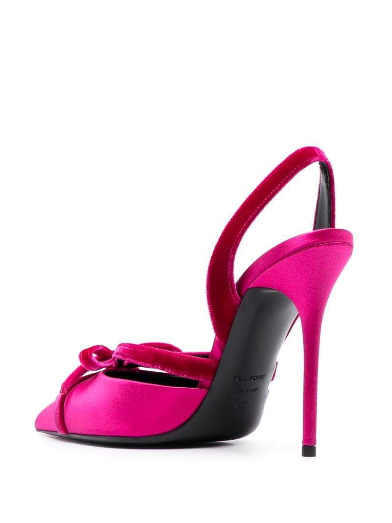 Pink 105 Bow-embellished Slingback Satin Pumps