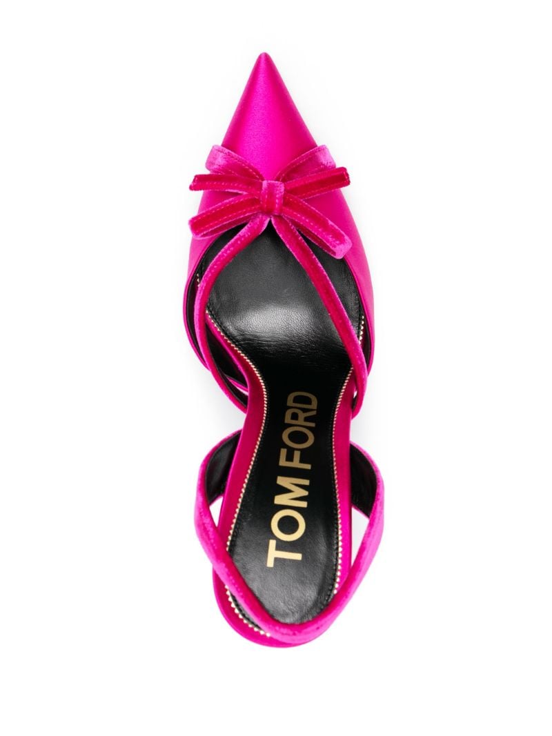 Pink 105 Bow-embellished Slingback Satin Pumps