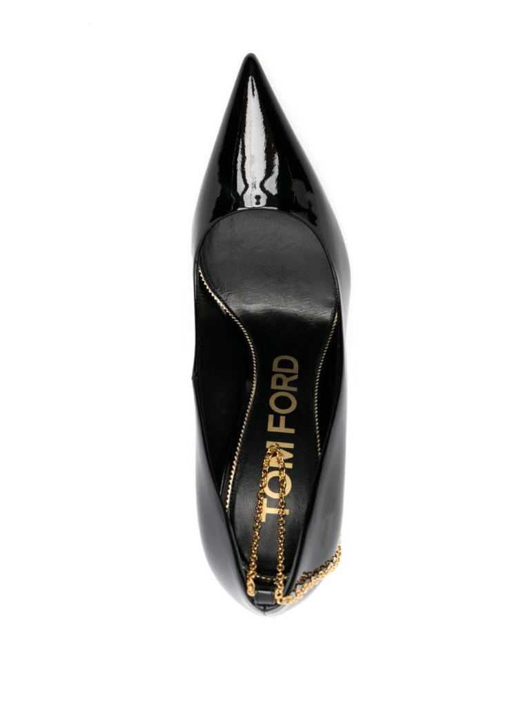 Black Chain 105 Leather Pumps