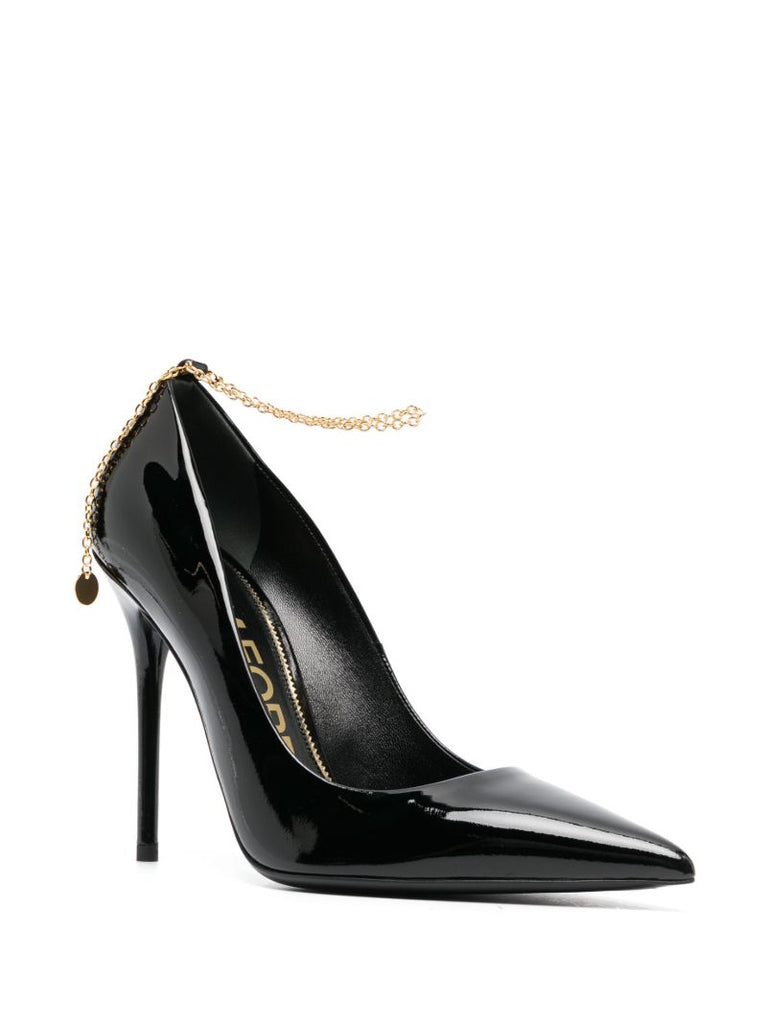 Black Chain 105 Leather Pumps
