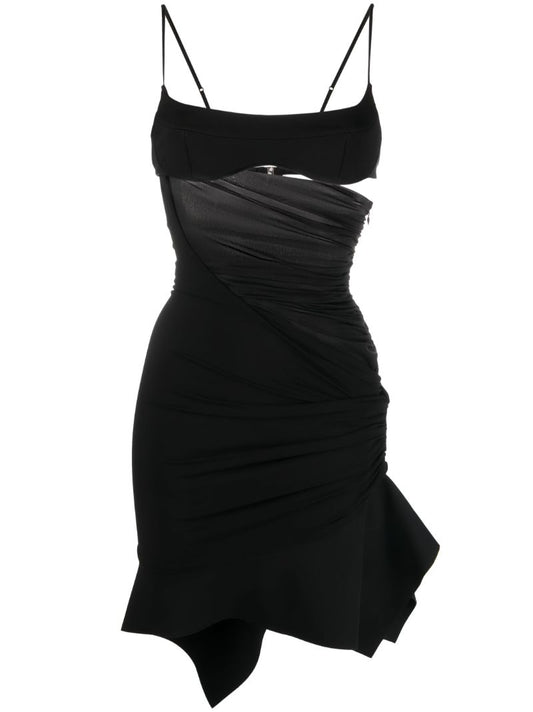 Black Chiffon Panelled Mini Dress