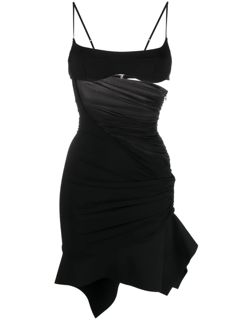 Black Chiffon Panelled Mini Dress