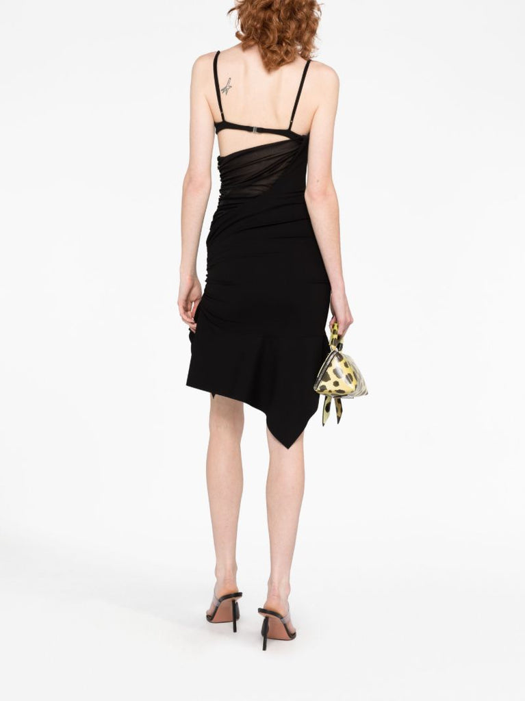 Black Chiffon Panelled Mini Dress