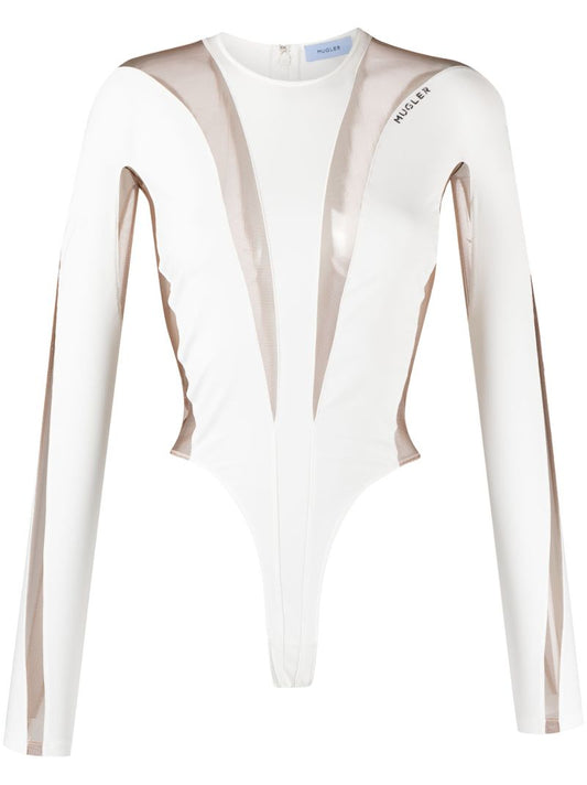 White Illusion Shaping Panelled Bodysuit