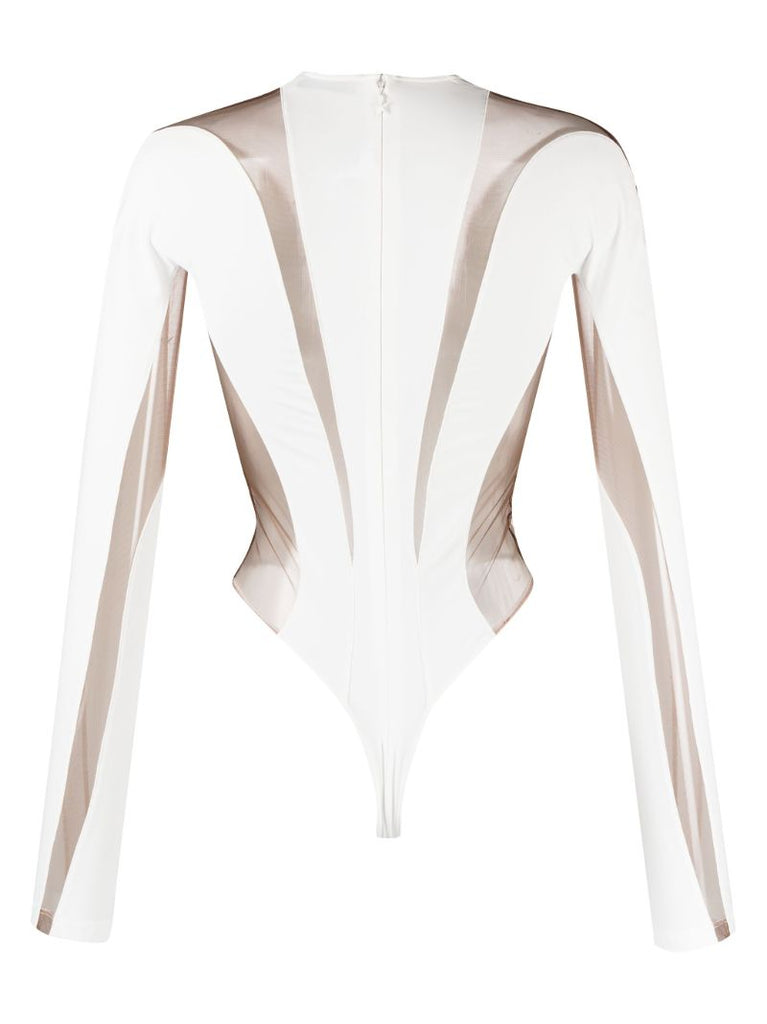 White Illusion Shaping Panelled Bodysuit