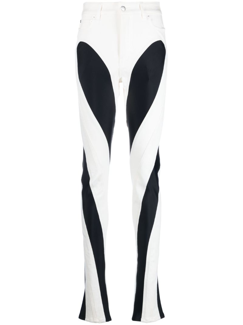 Black and White Slited Spiral Skinny Jeans