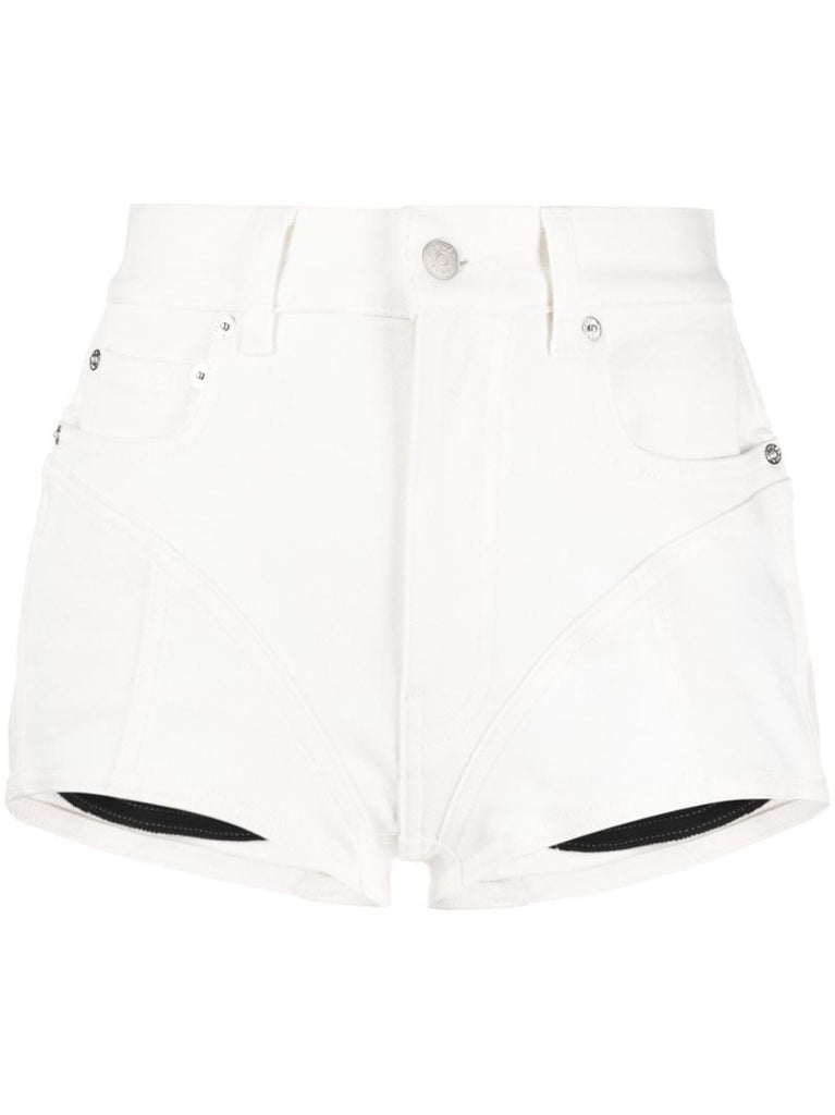 White Spiral Denim Shorts