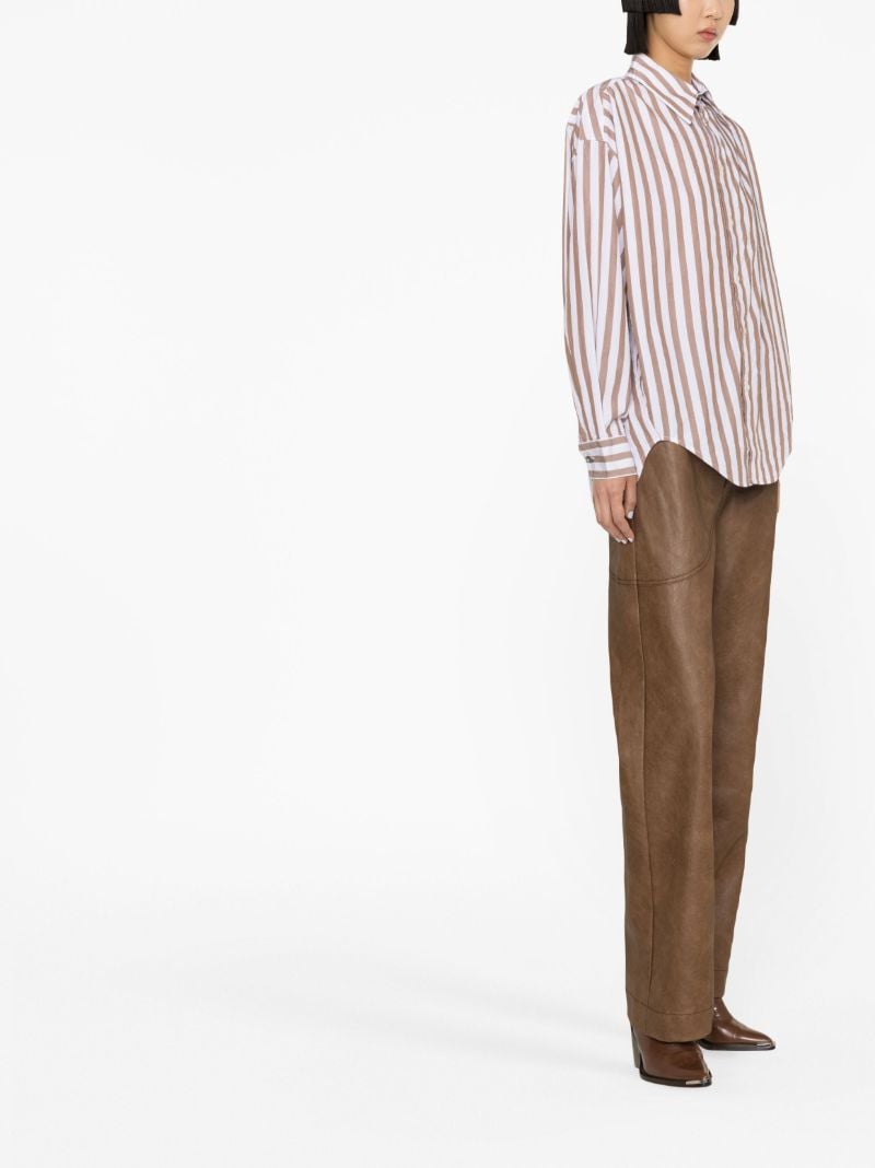 Brown Amy Striped Cotton Shirt