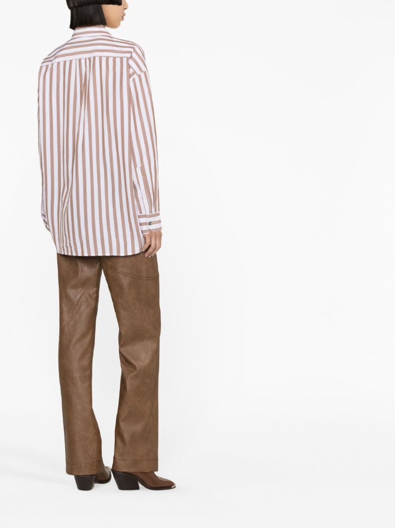 Brown Amy Striped Cotton Shirt