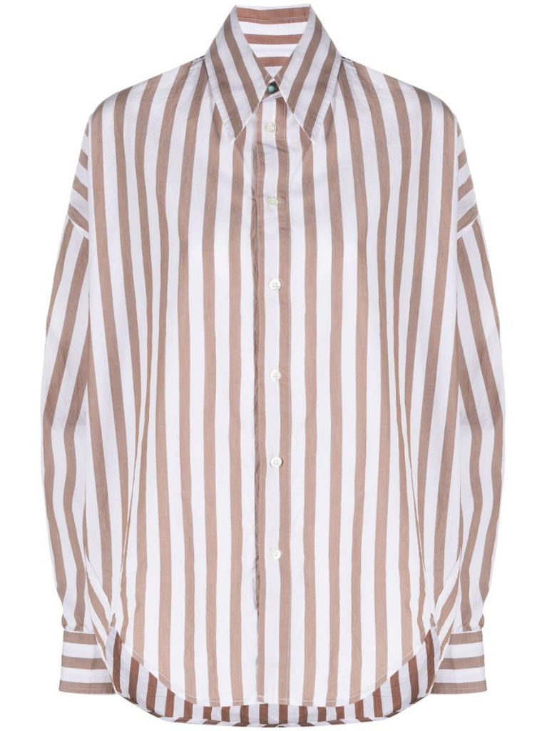 Brown Amy Striped Cotton Shirt