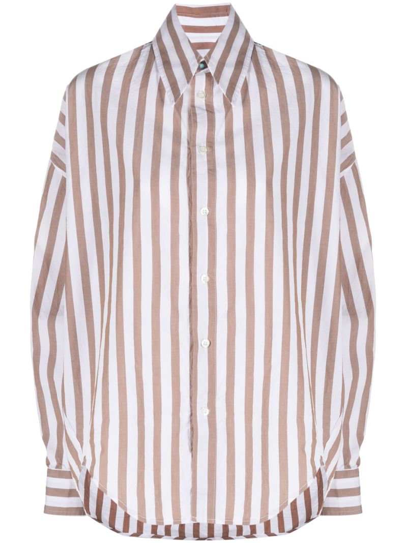 Brown Amy Striped Cotton Shirt