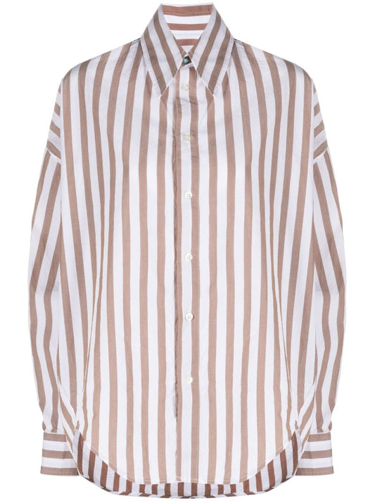 Brown Amy Striped Cotton Shirt