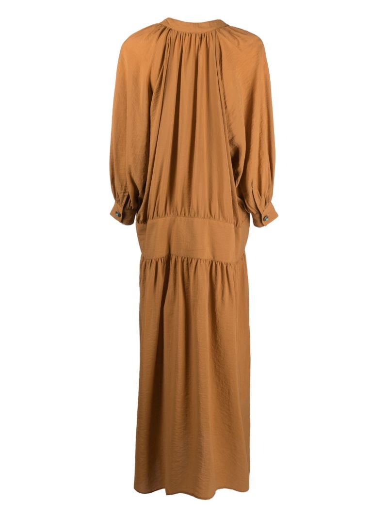 Brown Violet Maxi Shirt Dress