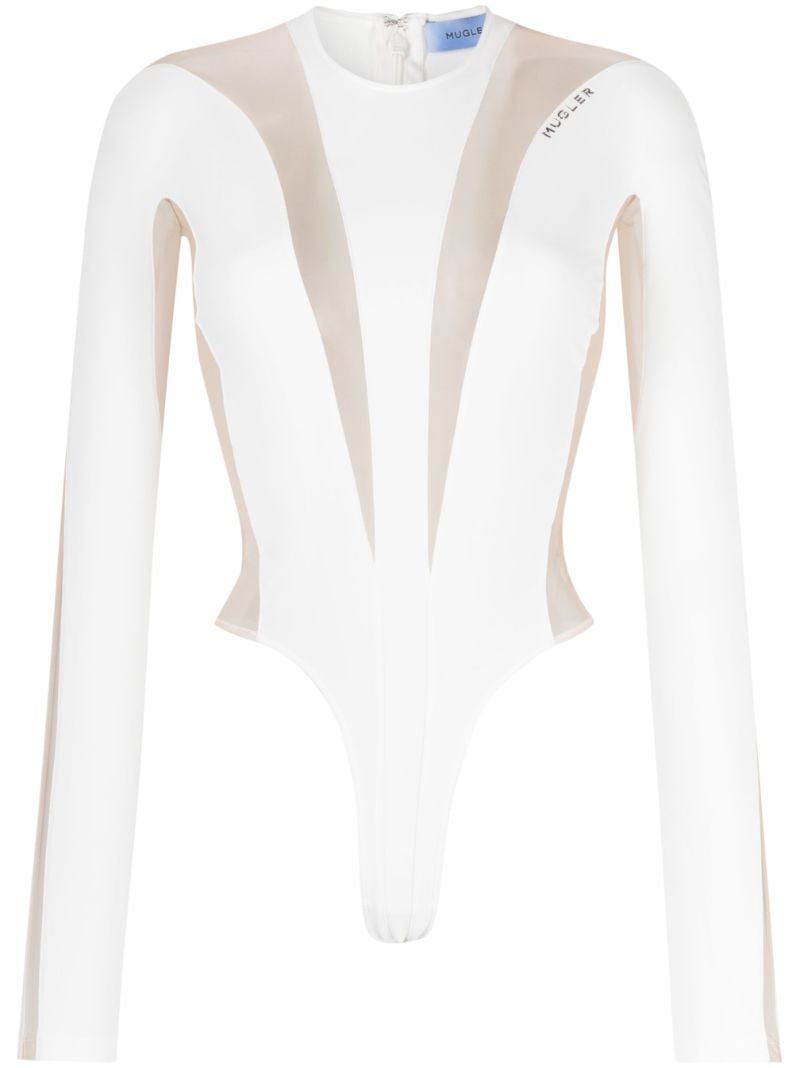 White Illusion Sheer Panelled Bodysuit