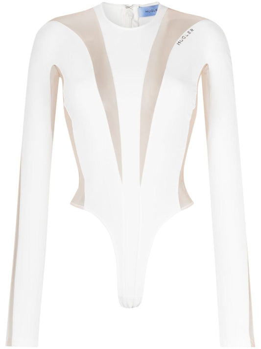 White Illusion Sheer Panelled Bodysuit
