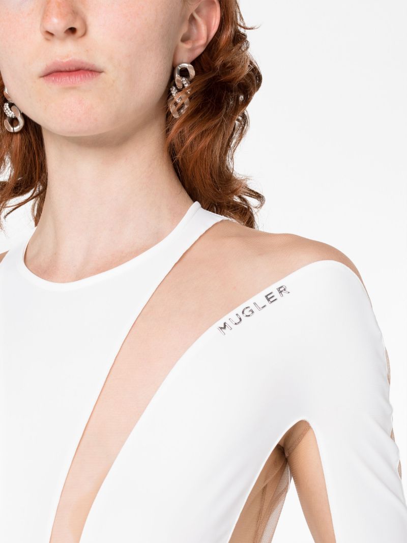 White Illusion Sheer Panelled Bodysuit