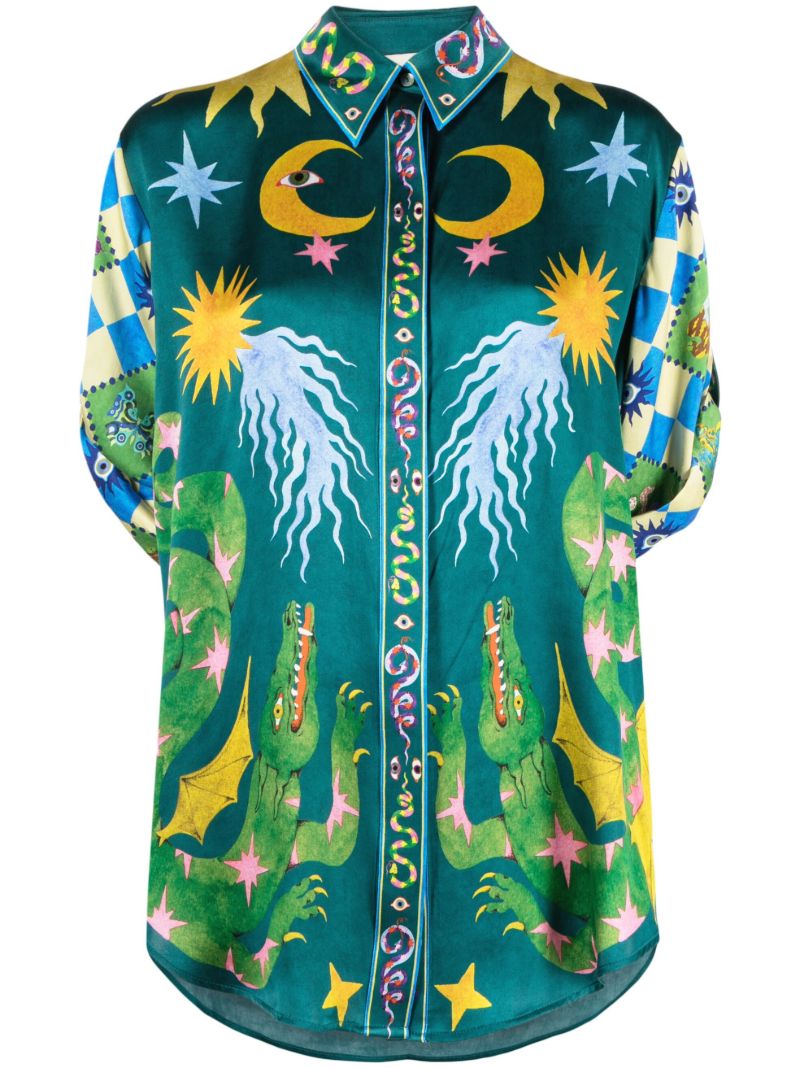 Green Guardian Printed Silk Shirt