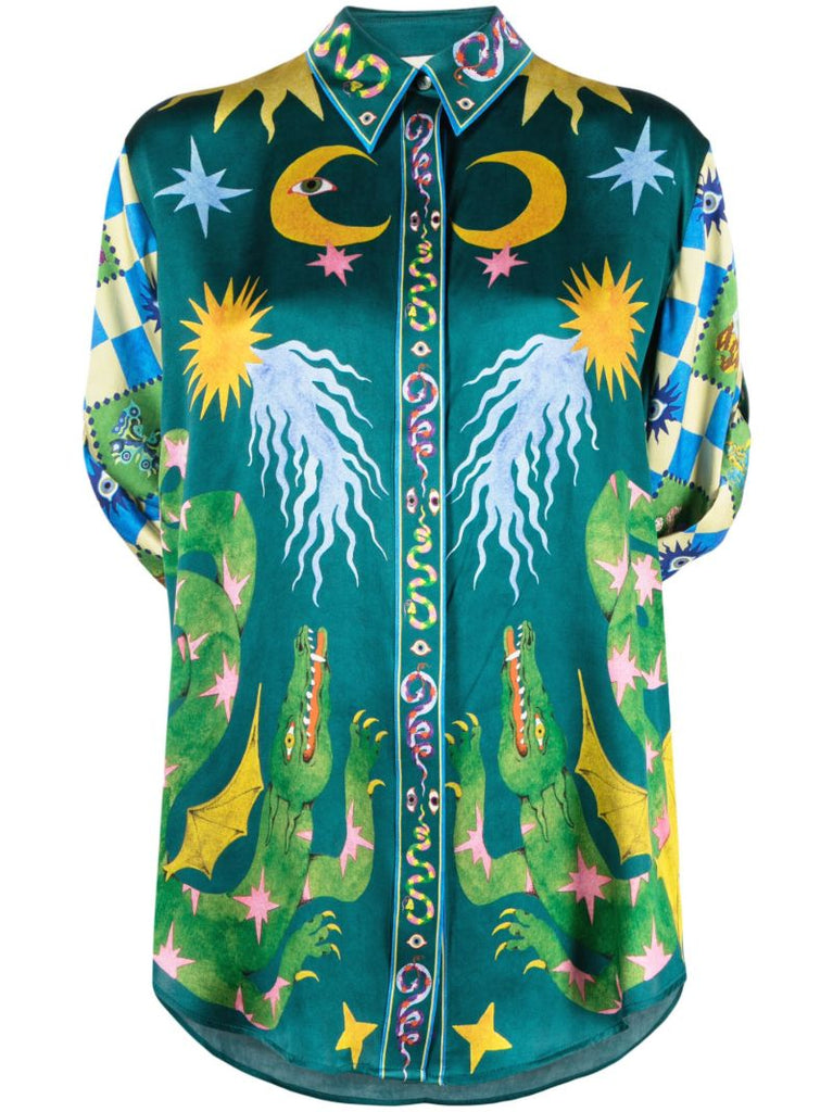 Green Guardian Printed Silk Shirt