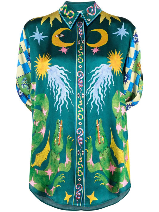 Green Guardian Printed Silk Shirt