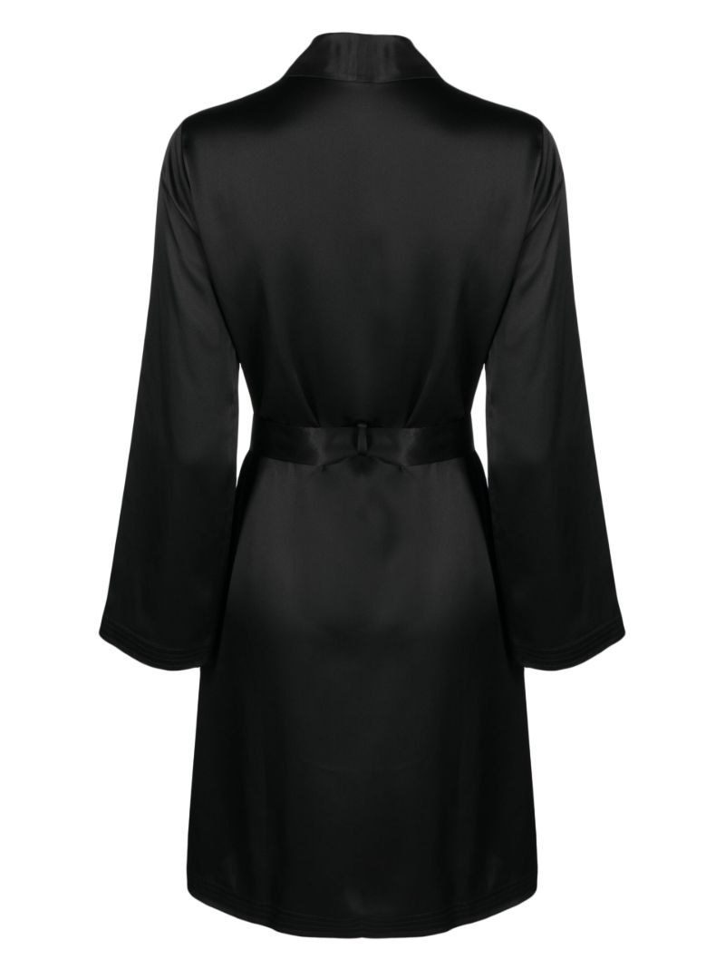 Black Gloss Effect Tied Short Robe
