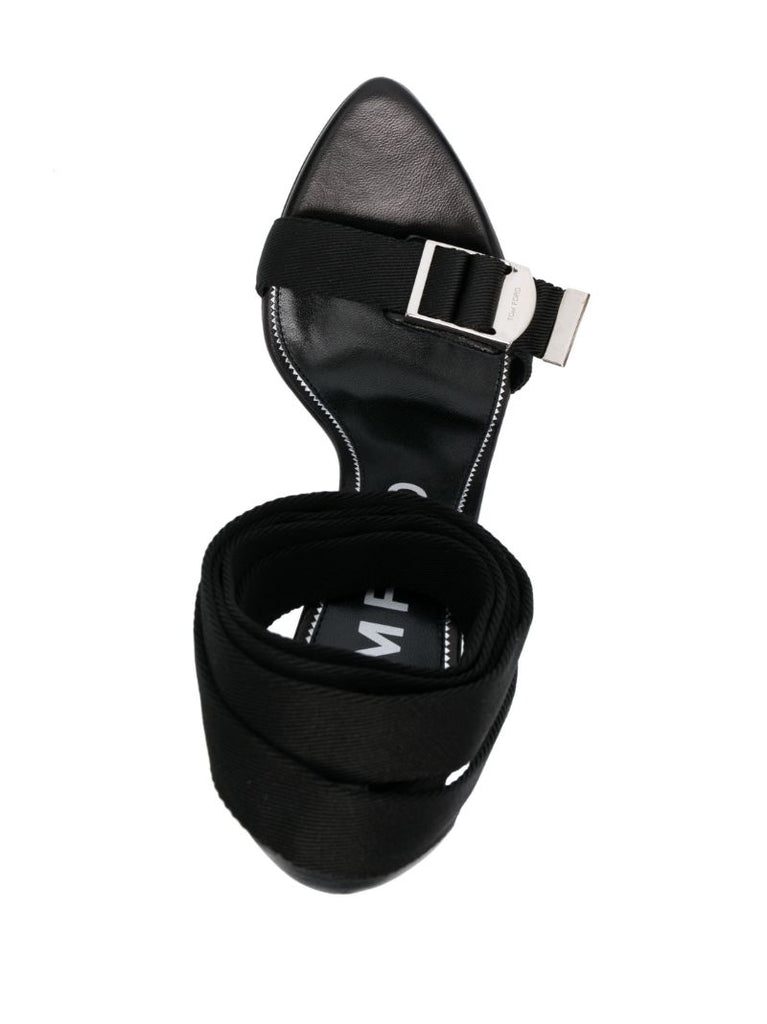 Black Tie-up 105 Heel Sandals