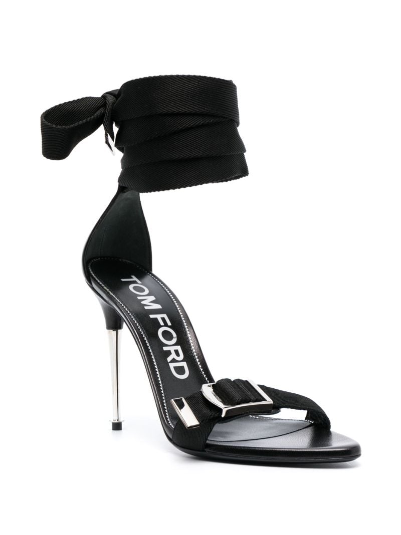 Black Tie-up 105 Heel Sandals