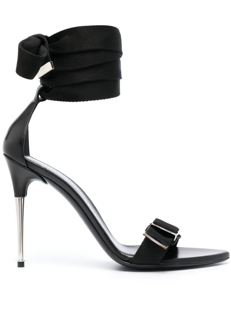 Black Tie-up 105 Heel Sandals