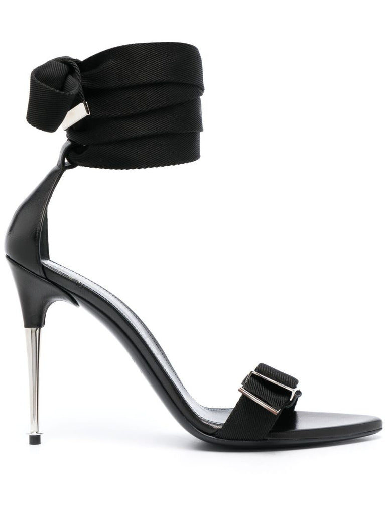 Black Tie-up 105 Heel Sandals