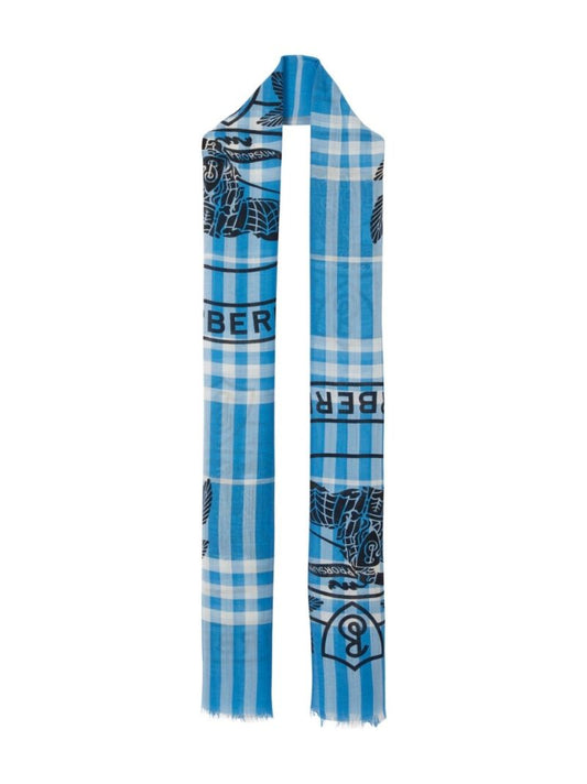 Montage-print Frayed-edge Scarf