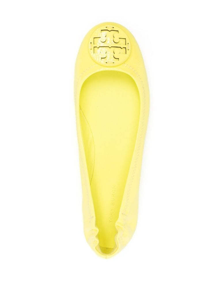 Yellow Leather Ballerina Shoes
