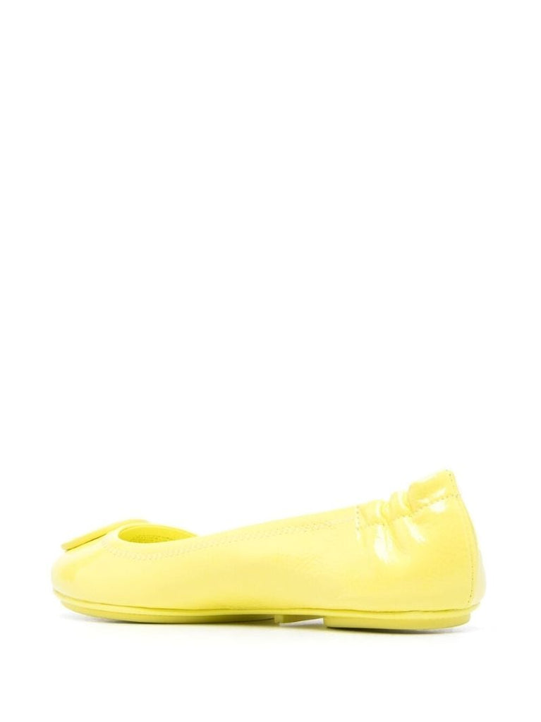 Yellow Leather Ballerina Shoes