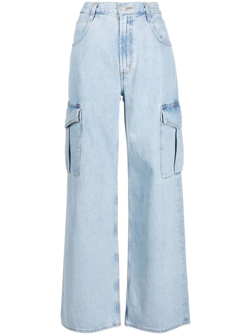 Blue Wide-leg  Cargo Jeans