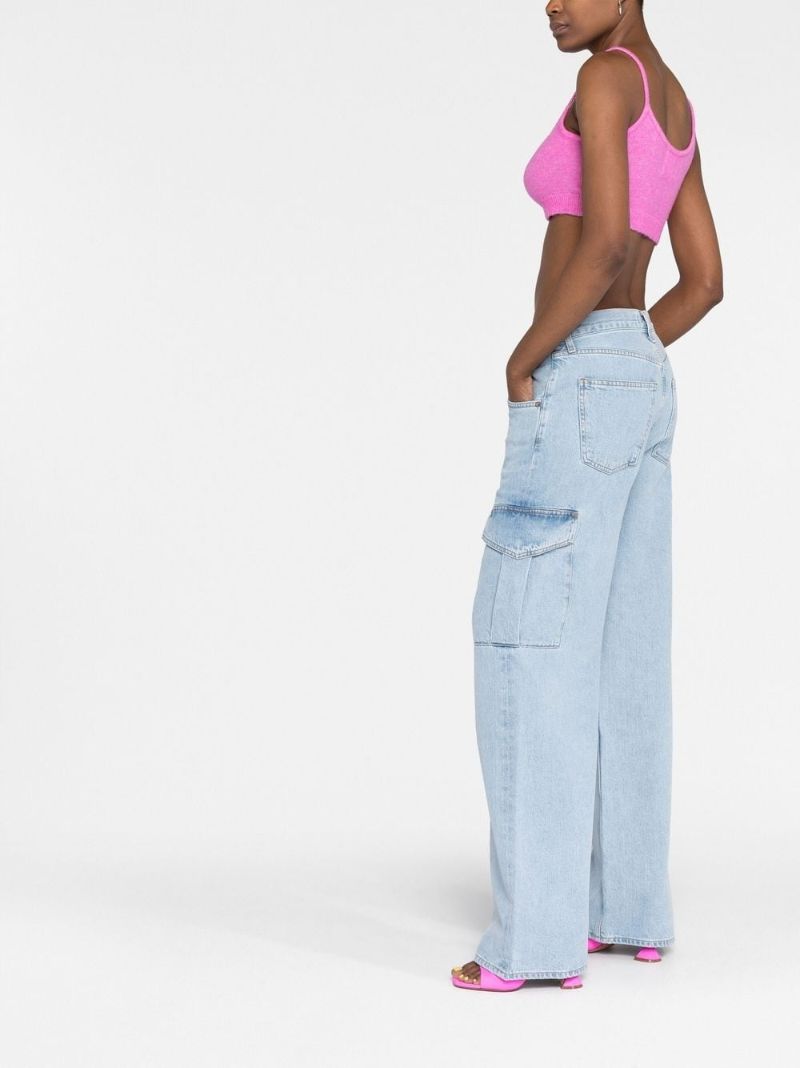 Blue Wide-leg  Cargo Jeans
