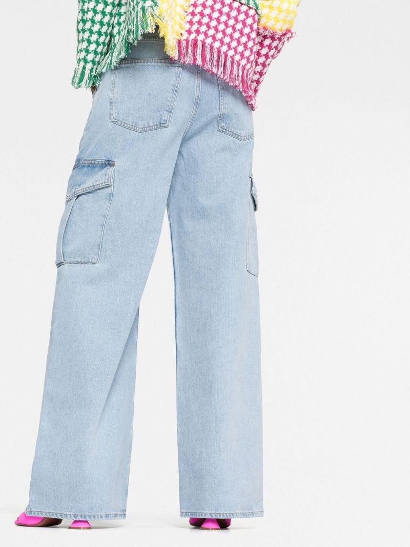 Blue Wide-leg  Cargo Jeans