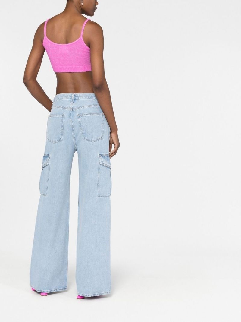 Blue Wide-leg  Cargo Jeans