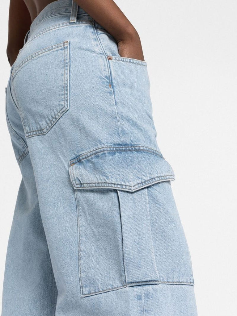 Blue Wide-leg  Cargo Jeans