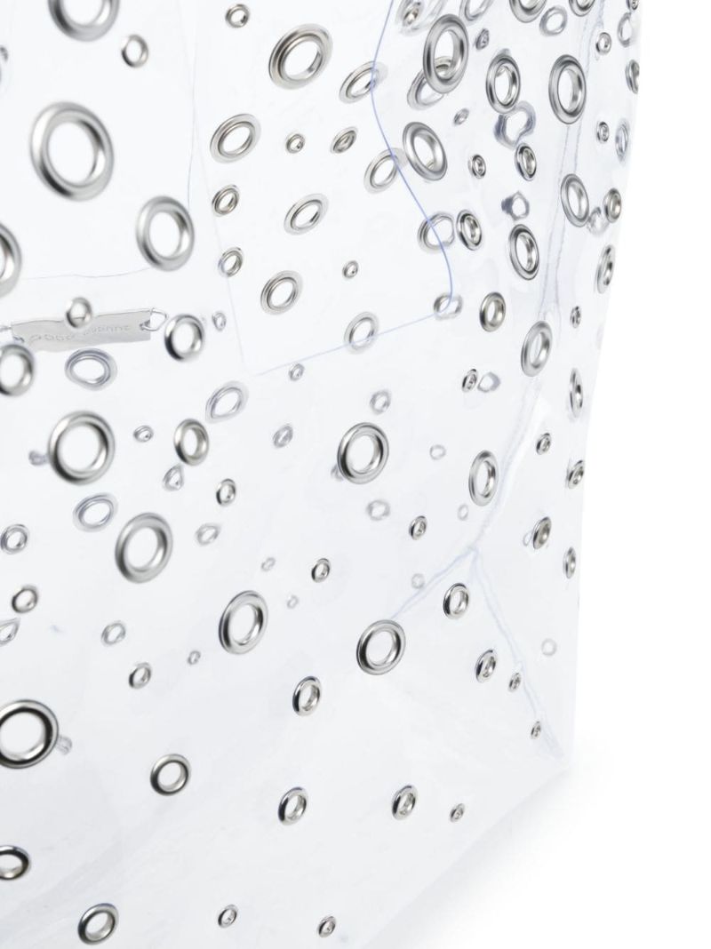 Silver-tone Eyelet-embellished Tote Bag