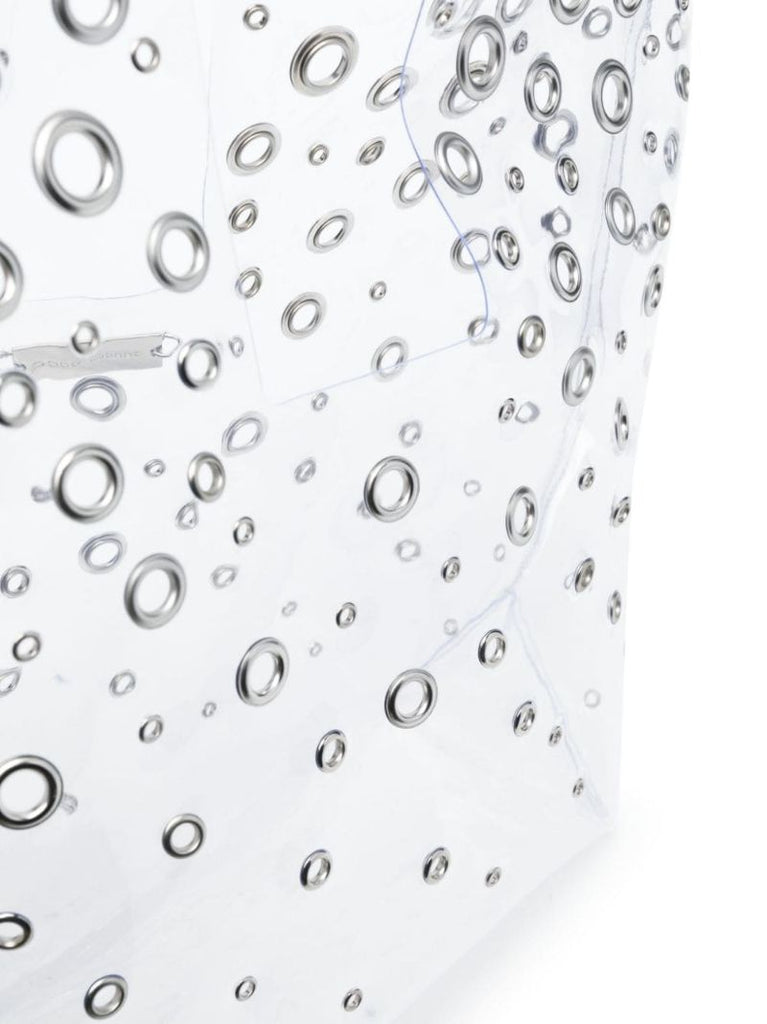 Silver-tone Eyelet-embellished Tote Bag