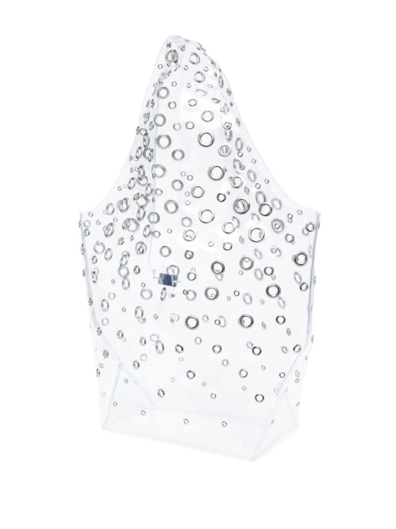 Silver-tone Eyelet-embellished Tote Bag