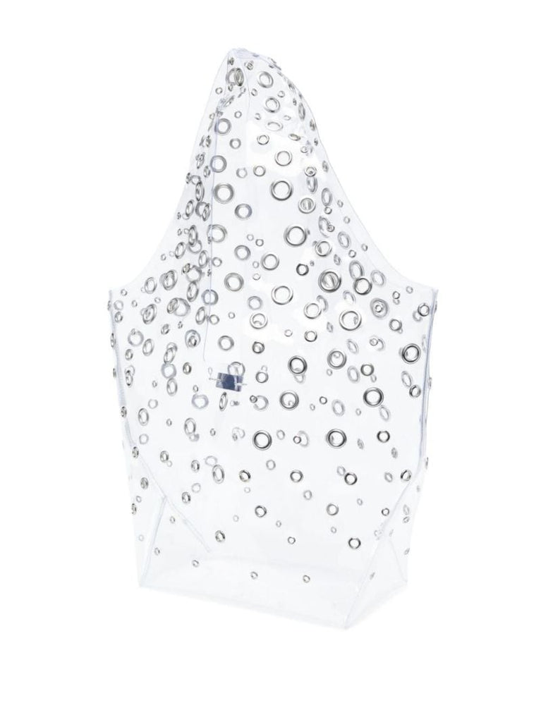 Silver-tone Eyelet-embellished Tote Bag