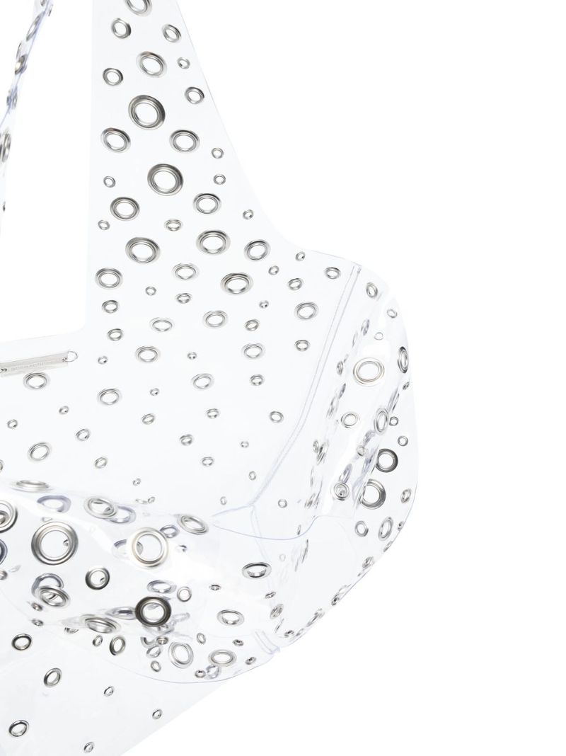 Silver-tone Eyelet-embellished Tote Bag