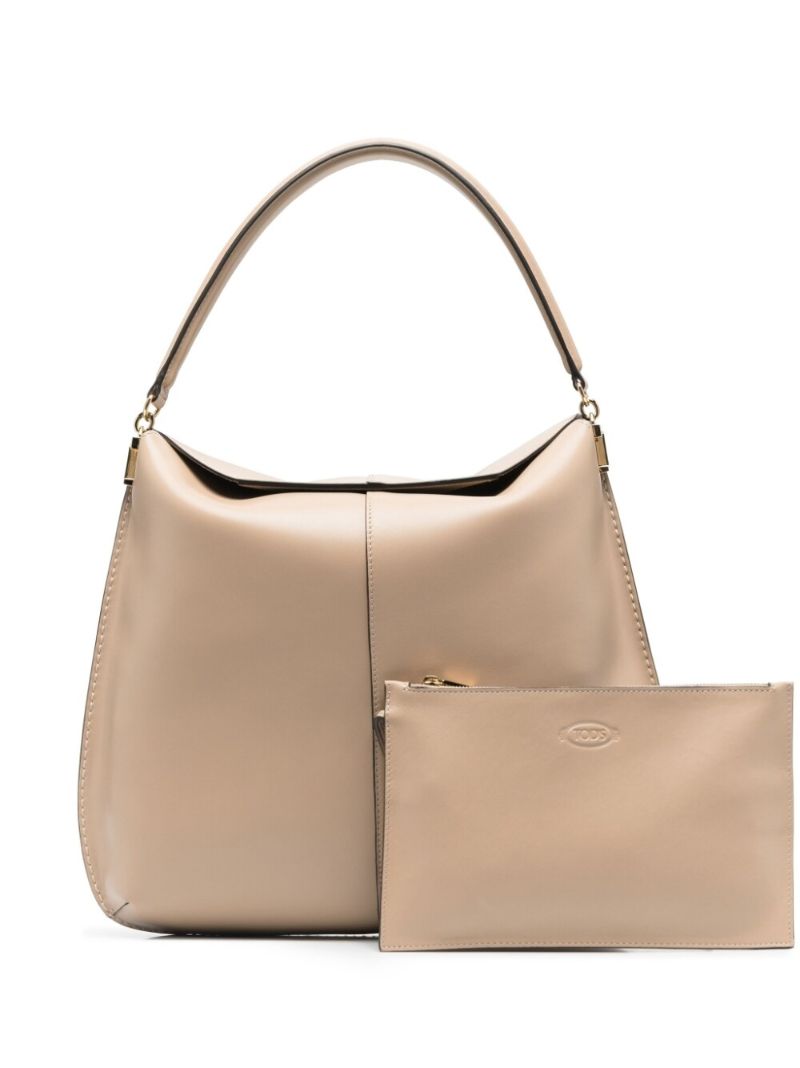 Beige Leather Shoulder Bag