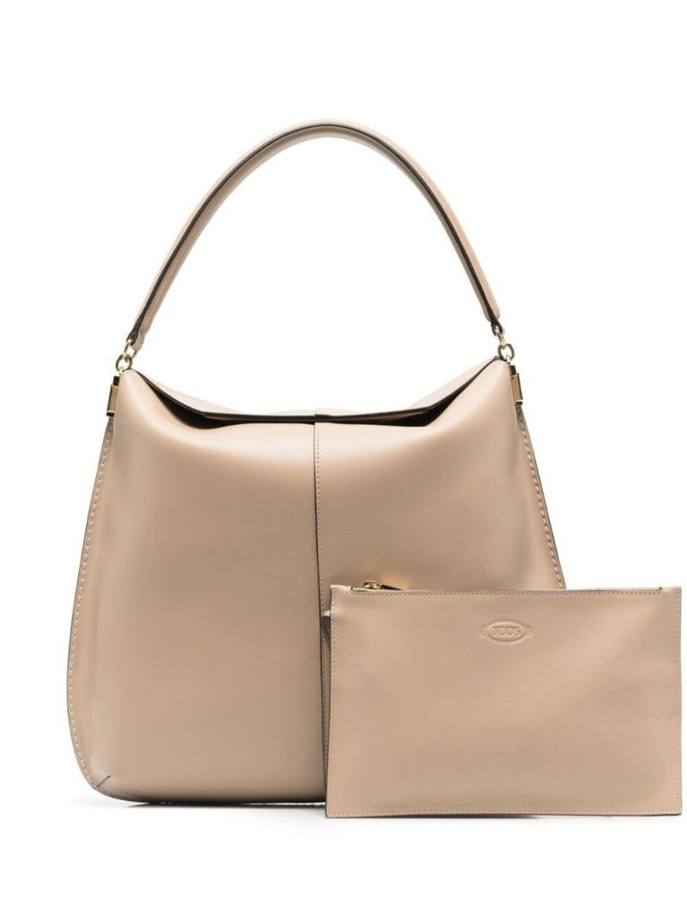 Beige Leather Shoulder Bag