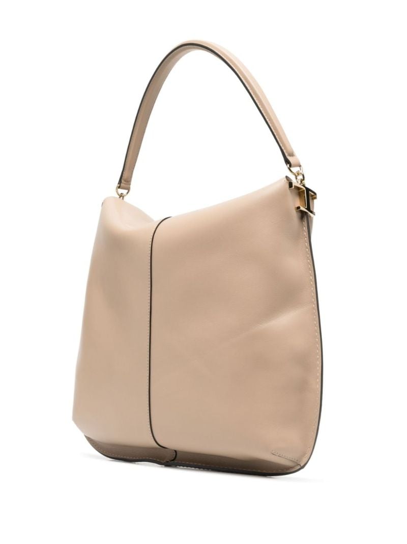 Beige Leather Shoulder Bag