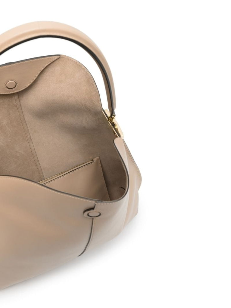 Beige Leather Shoulder Bag