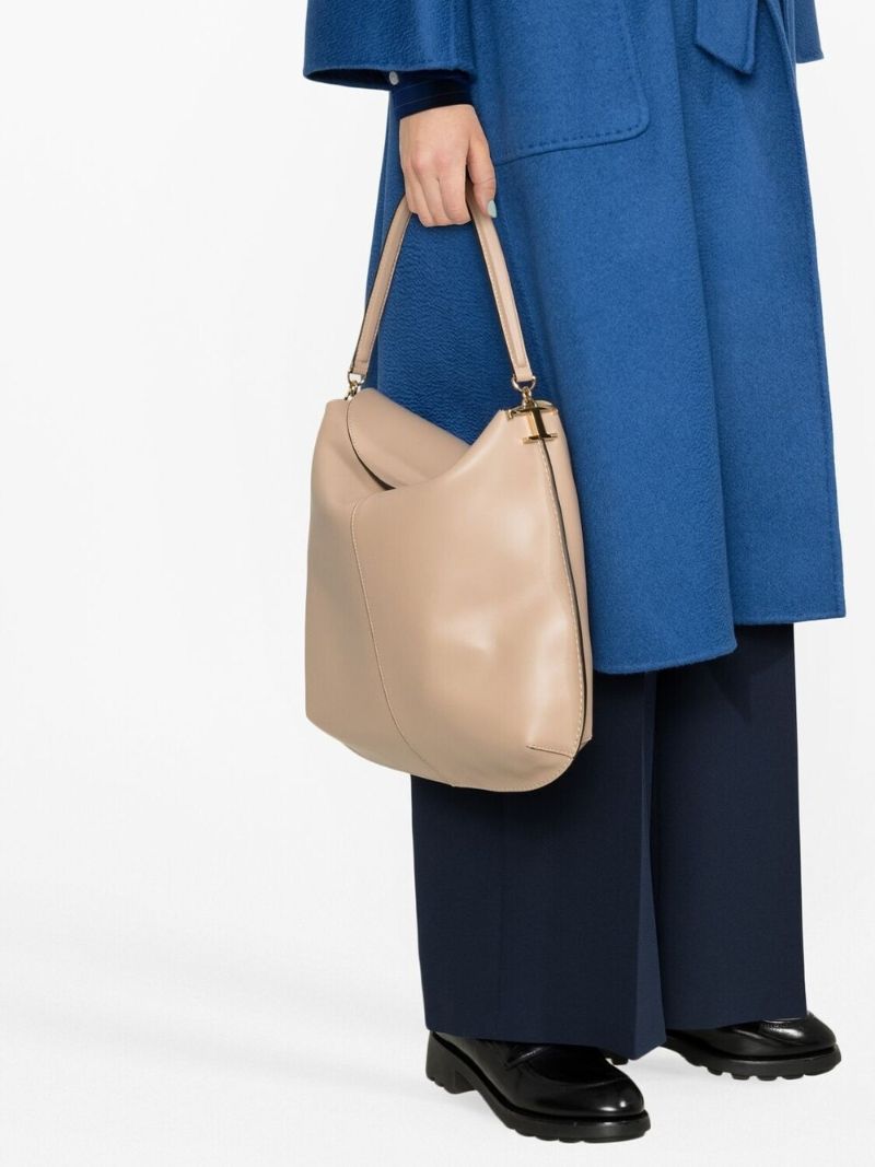 Beige Leather Shoulder Bag