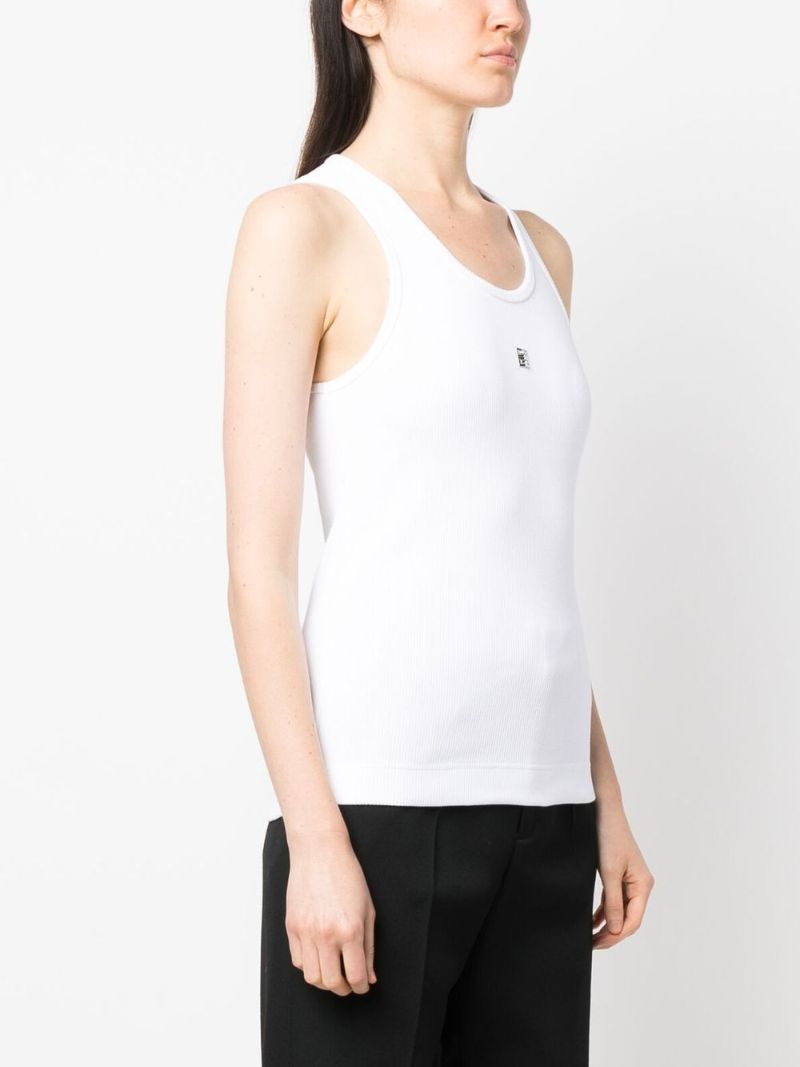 White 4g Plaque Tank Top