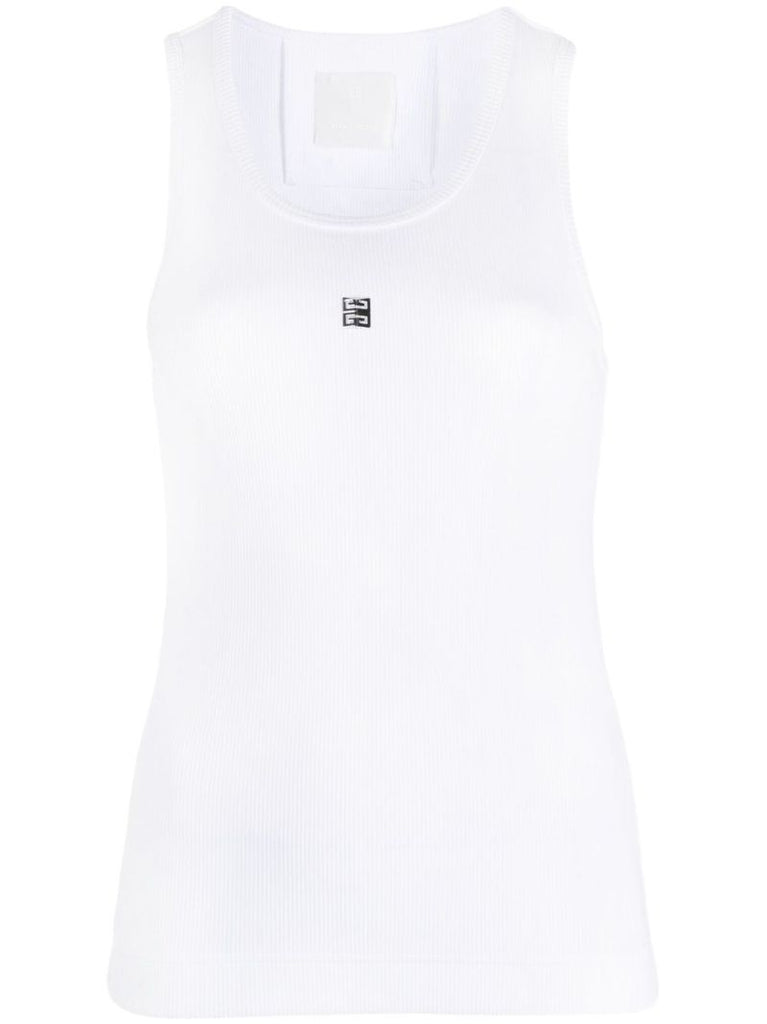 White 4g Plaque Tank Top