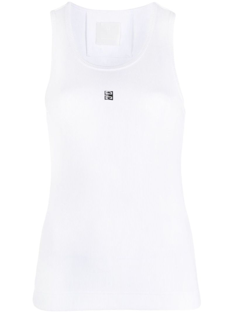 White 4g Plaque Tank Top