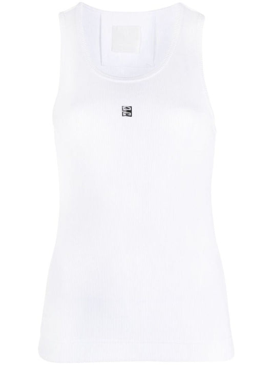 White 4g Plaque Tank Top